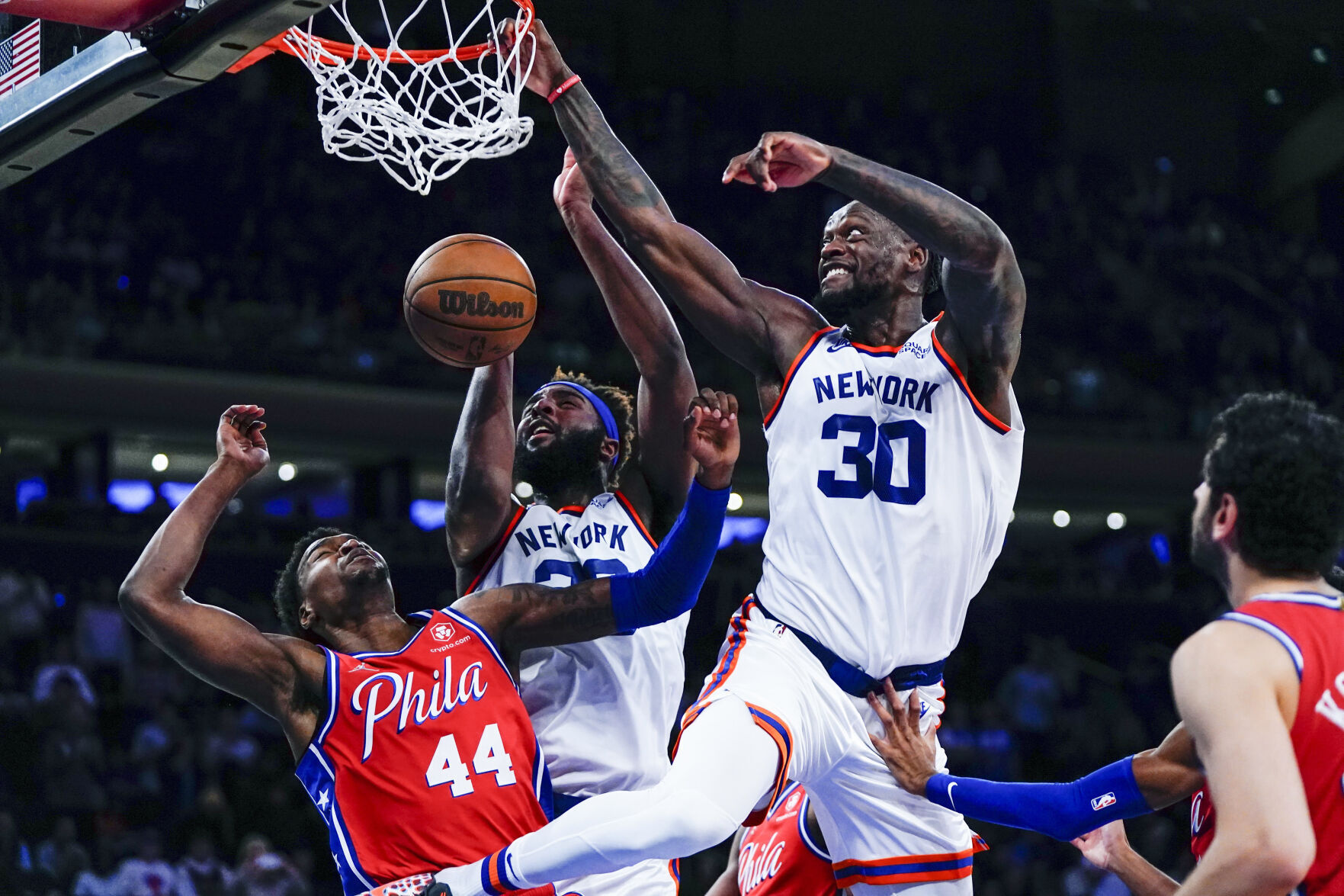 APTOPIX 76ers Knicks Basketball